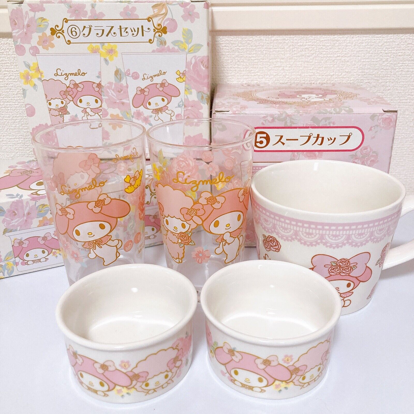 My Melody Liz Lisa Collaboration Sanrio Pair Glass Soup Cup Mini Cocotte Set New
