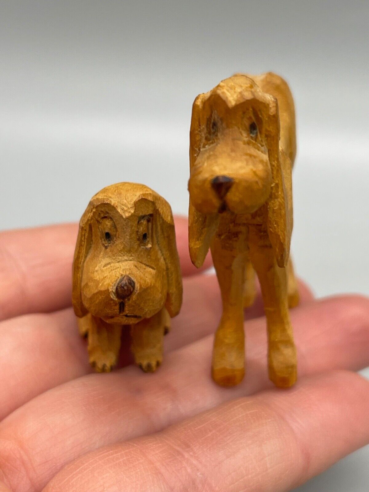 Vintage Handcarved Wooden Miniature Dog Figurine lot