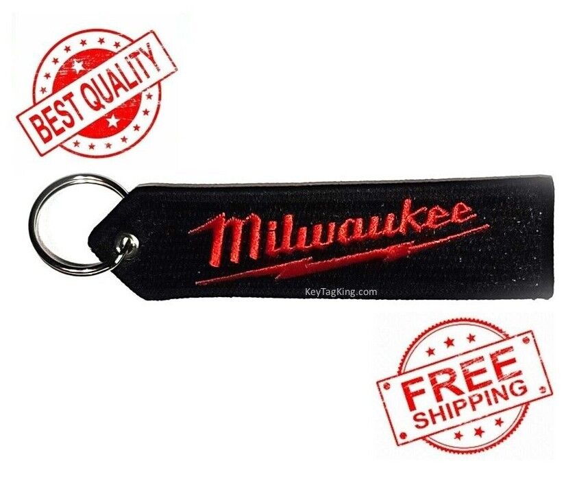 Milwaukee Tools Double Sided Embroidered Keychain Key Tag FOB