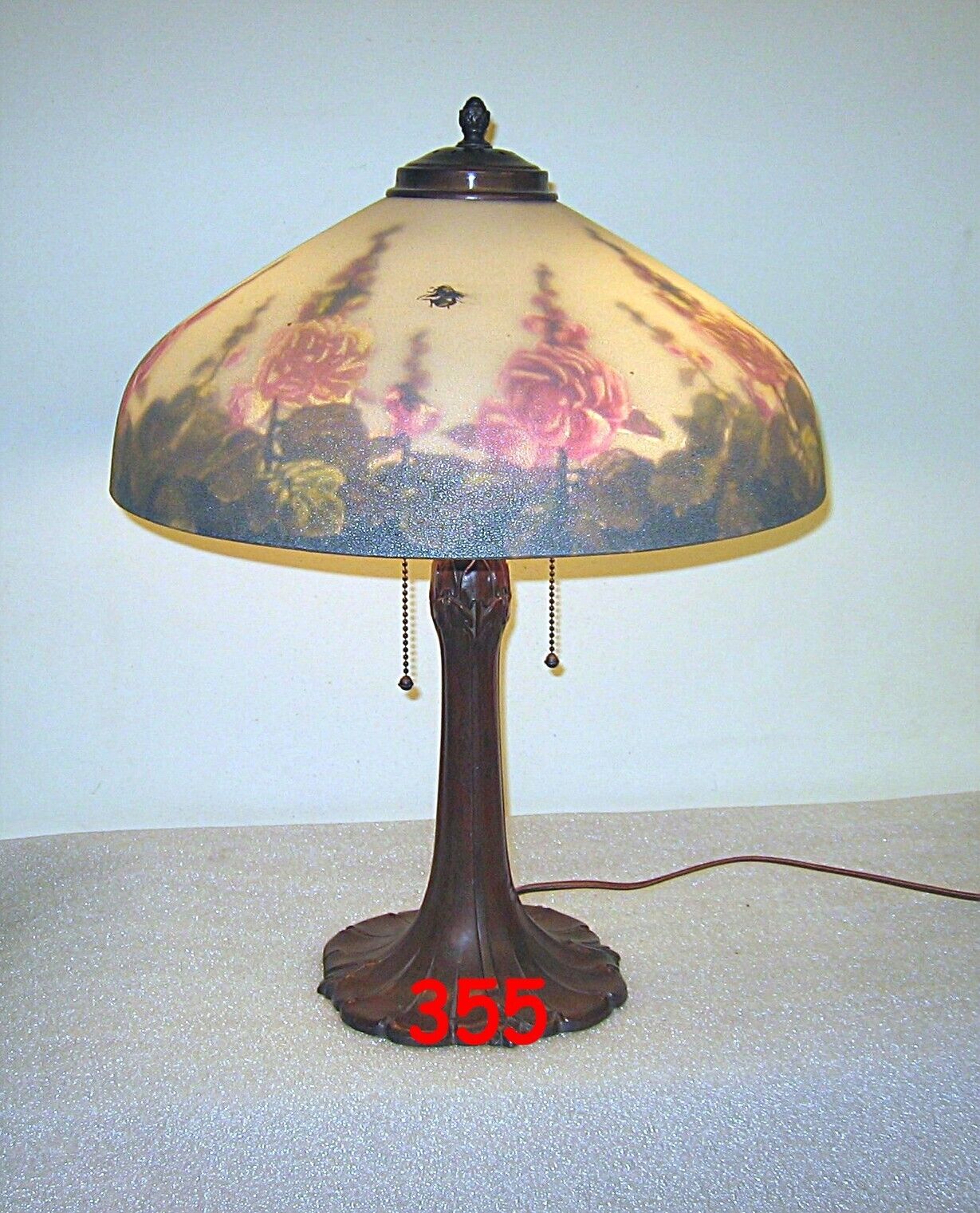 ANTIQUE PITTSBURGH REVERSE AND OBVERSE PAINTED LAMP - SIGNED