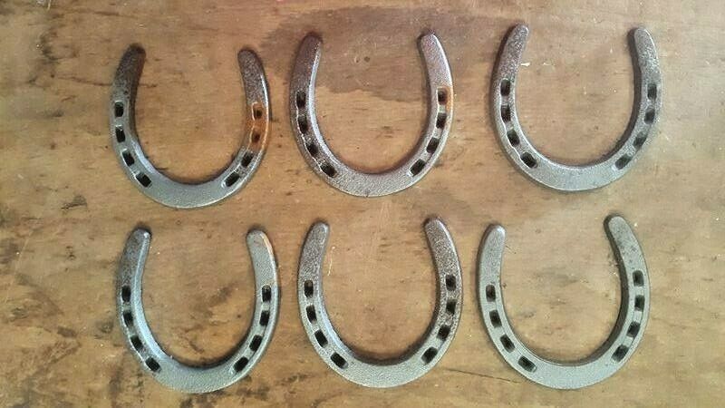 6 Large Lucky Horse Shoe Rustic Cast Iron 4 1/2\