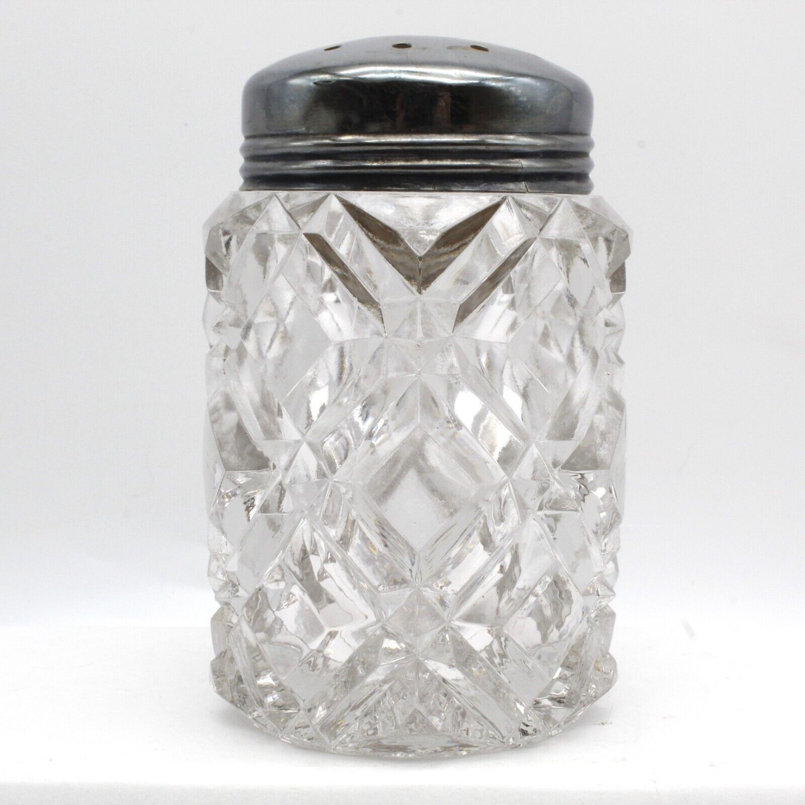 Antique Hobbs Crystal Diamond Heavy Cut Glass Sugar Shake Muffineer Victorian