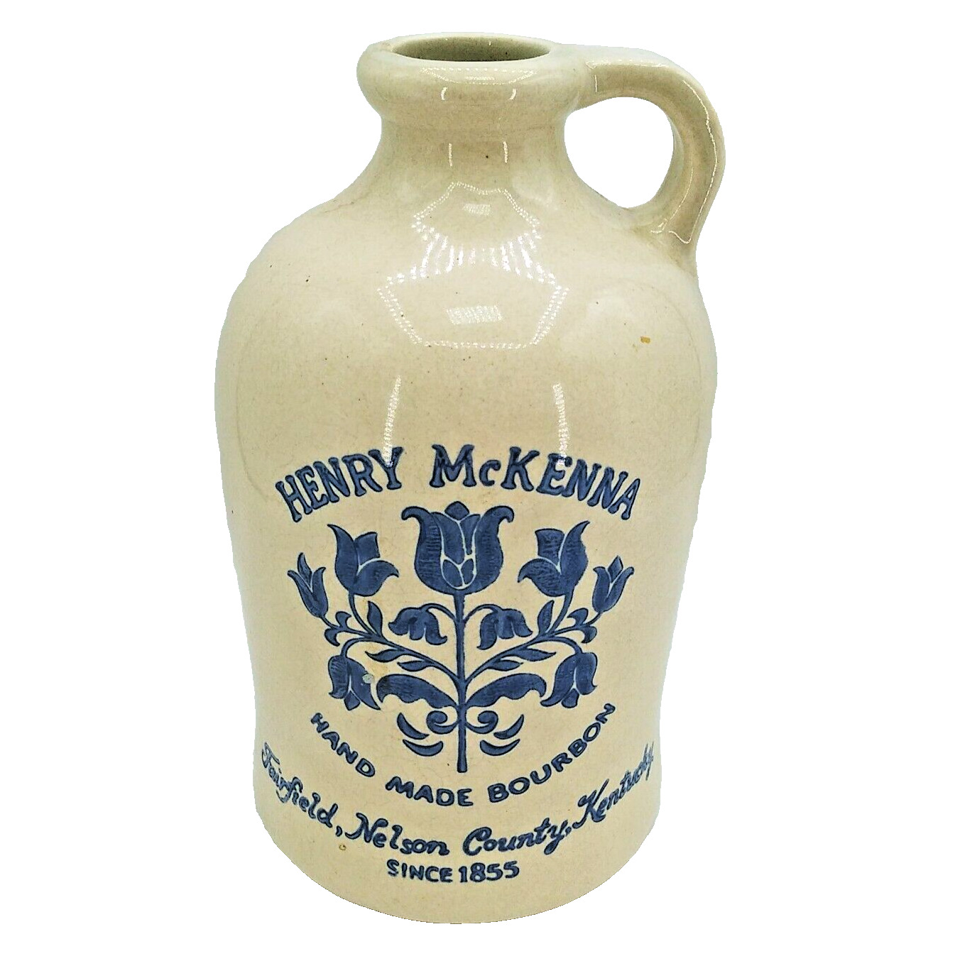 Vintage 1975 Henry McKenna hand made Bourbon Whiskey Half Gallon stoneware Jug