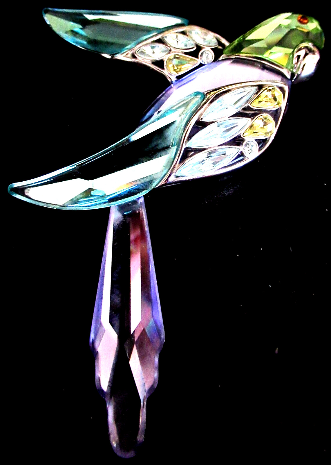 SWAROVSKI Crystal Swan Signed Flying Bird Sterling Silver 925 Pin RARE
