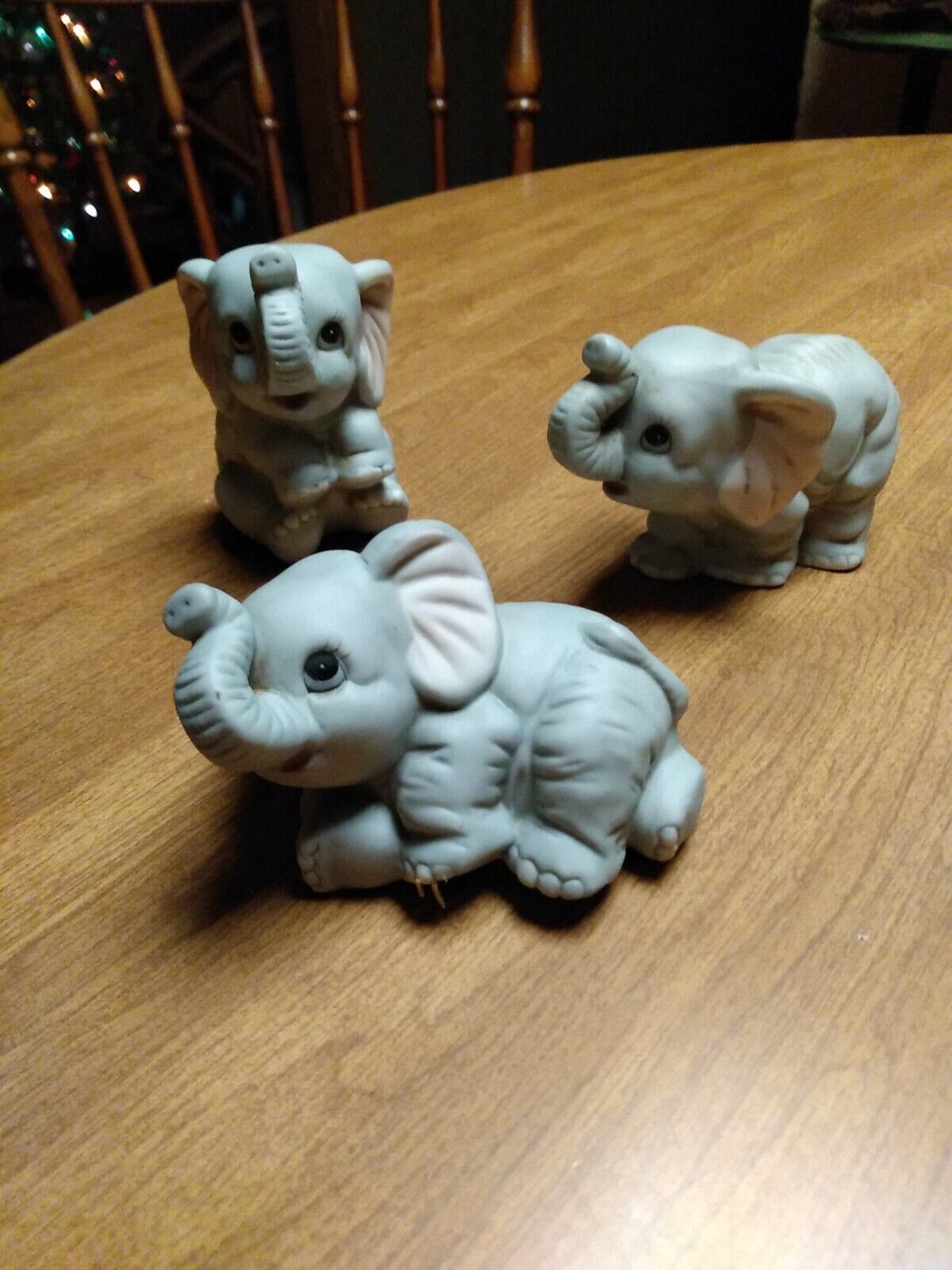 Homco Ceramic Set Of 3 Baby Elephants Figurines