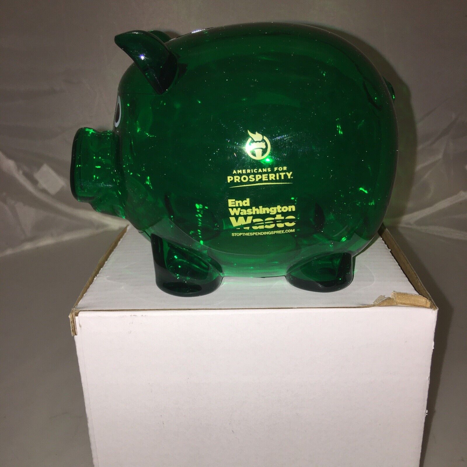 Americans For Prosperity Green Plastic Piggy Bank - End Washington Waste