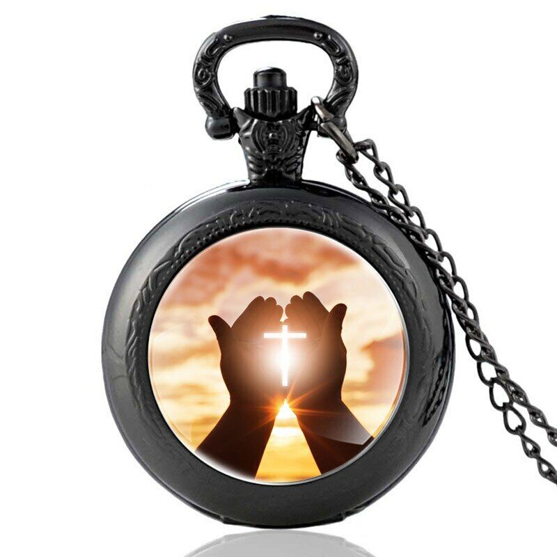 Christian Pendant Necklace Pocket Watch Christian Bible Series The Light of God
