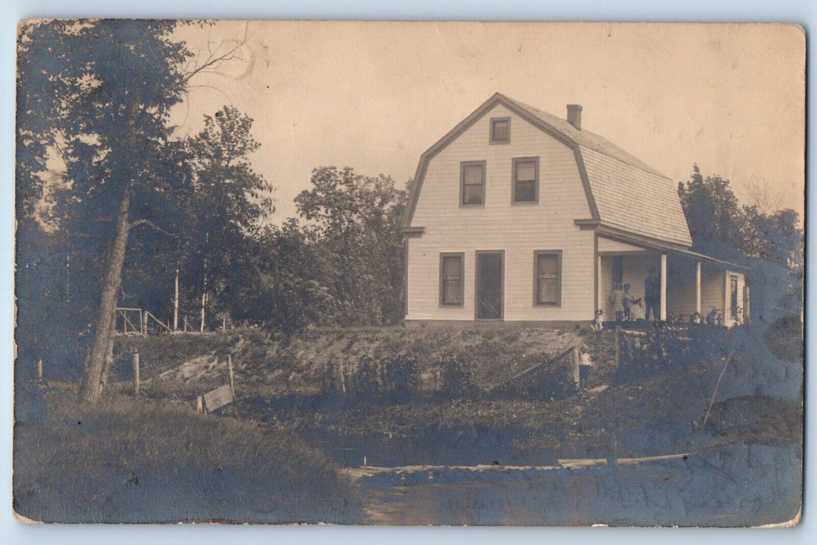 Kelliher Minnesota MN Postcard RPPC Photo Victorian House Dog Scene 1918 Antique