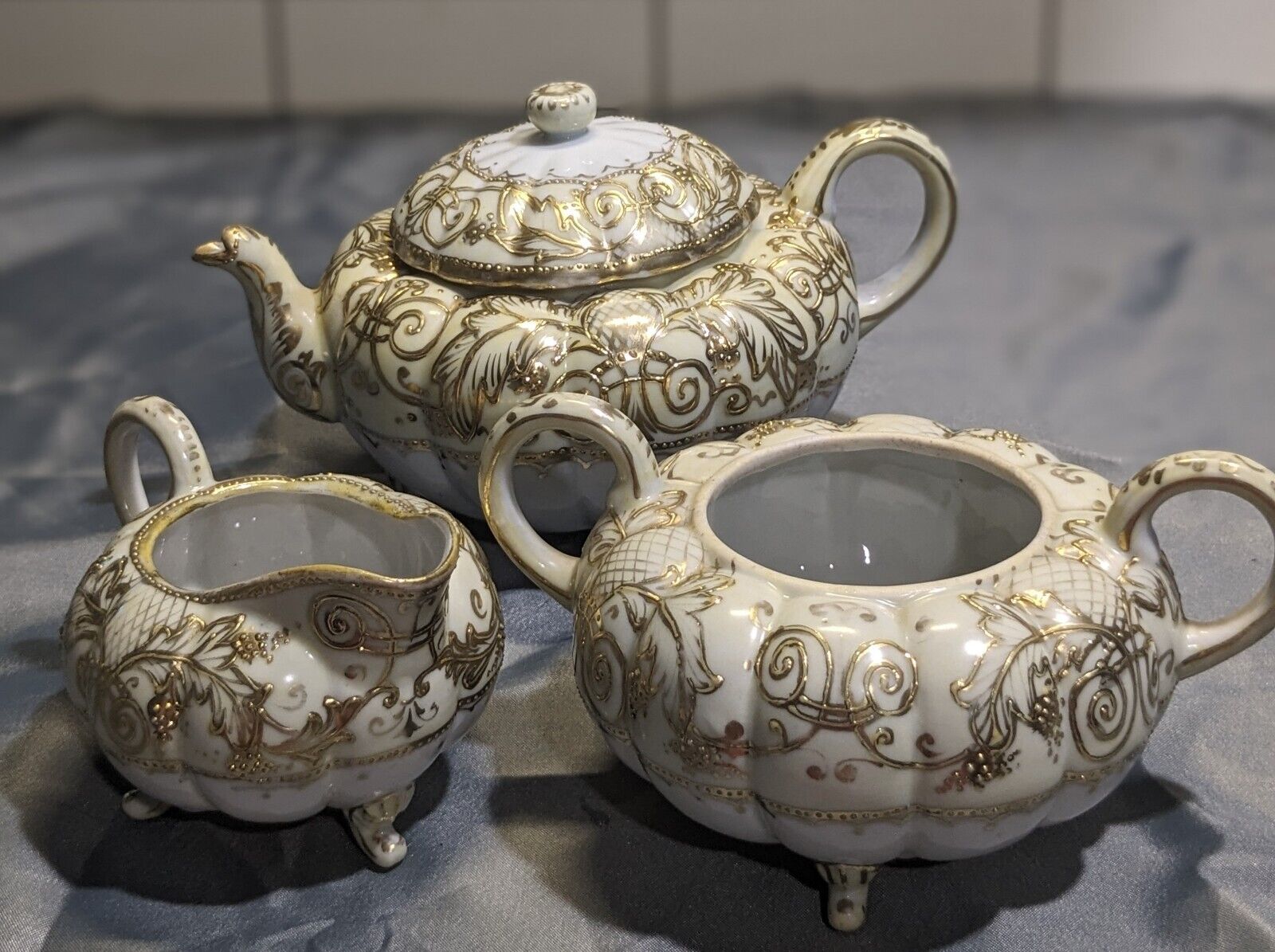 Beautiful Antique Unmarked Nippon Hand- Painted Tea Set