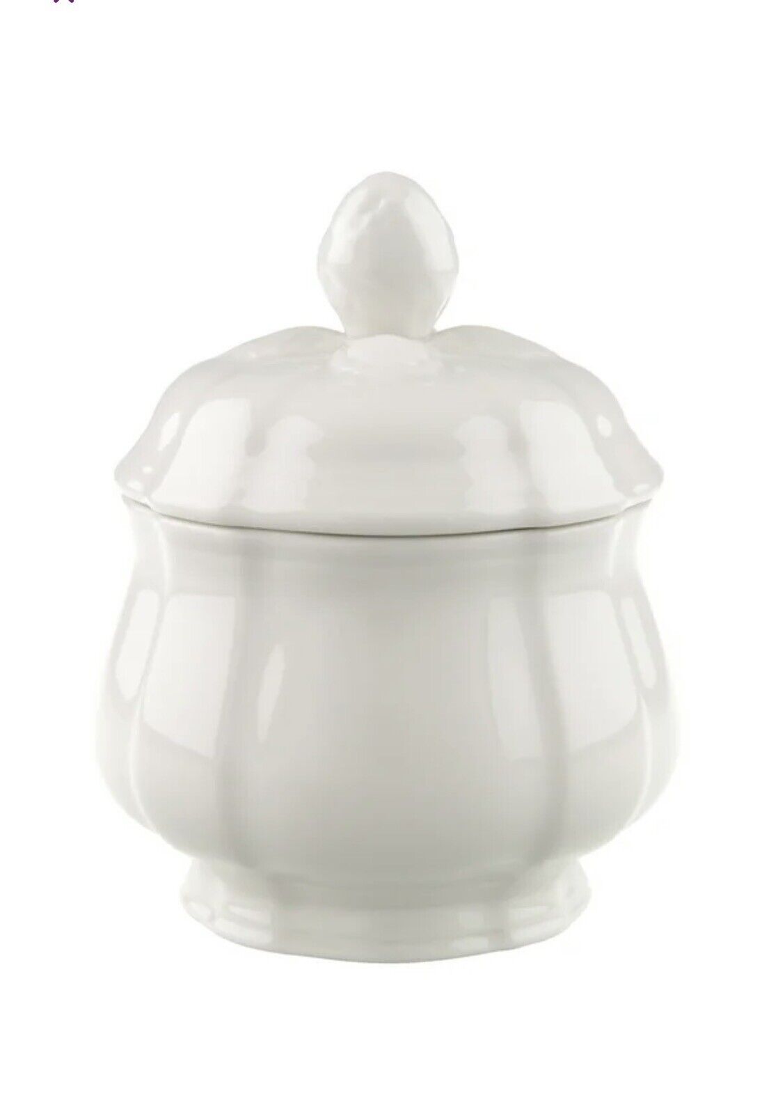 Villeroy & Boch Manoir Sugar Bowl & Lid White Porcelain Scalloped Edge EUC