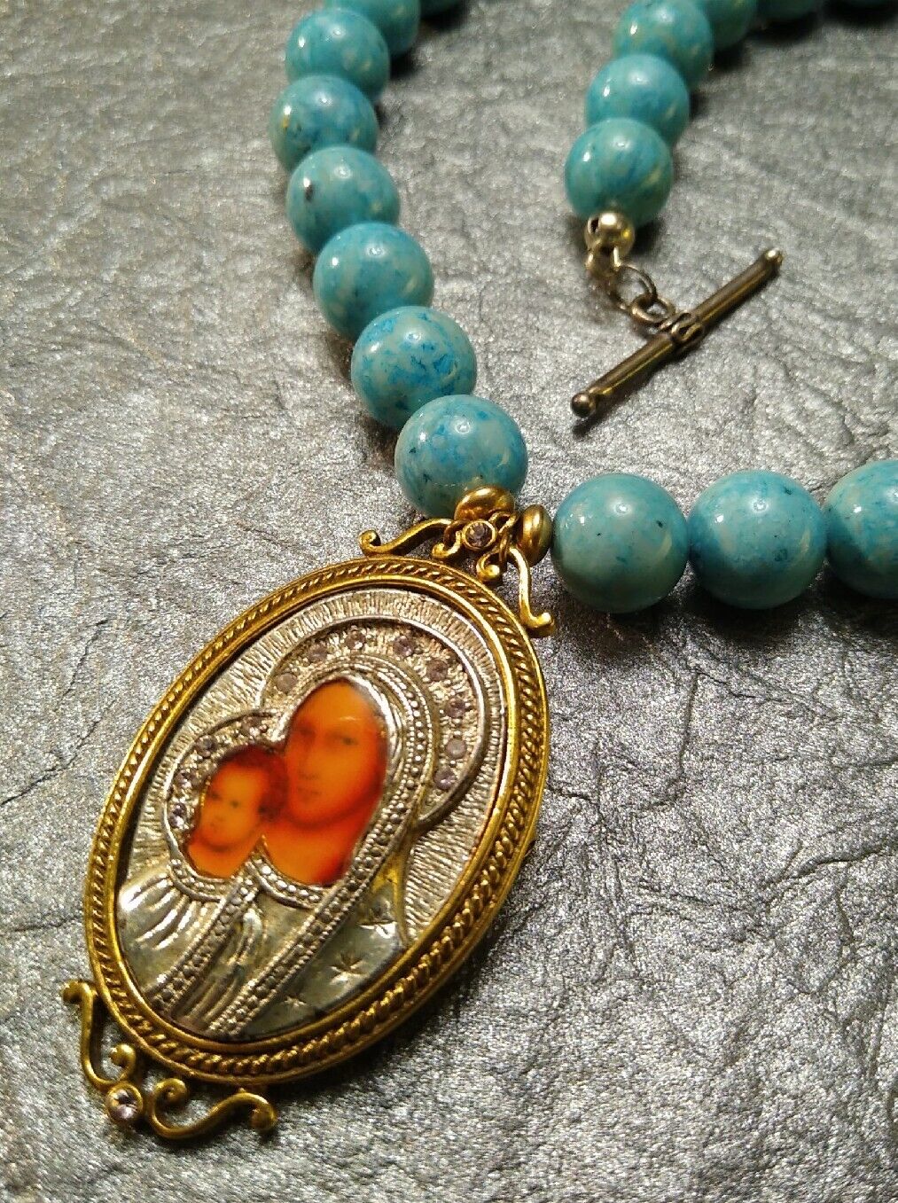 MADONNA and CHILD The Vatican Library Collection Necklace w/Pendant Turquoise 