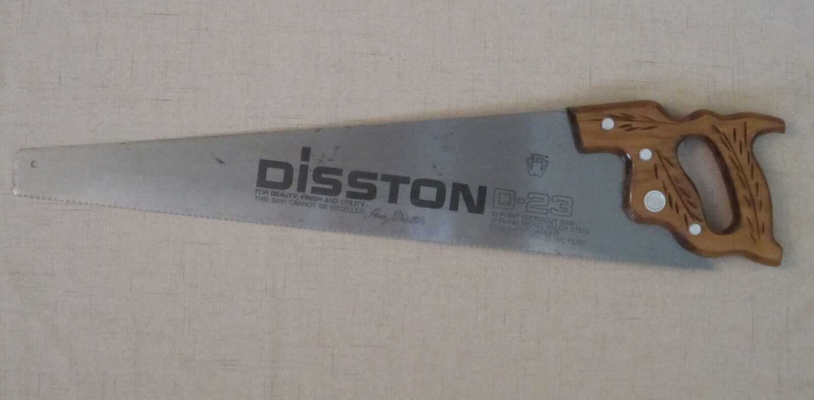 Disston D-23 Crosscut Saw / 10 Point / 26\
