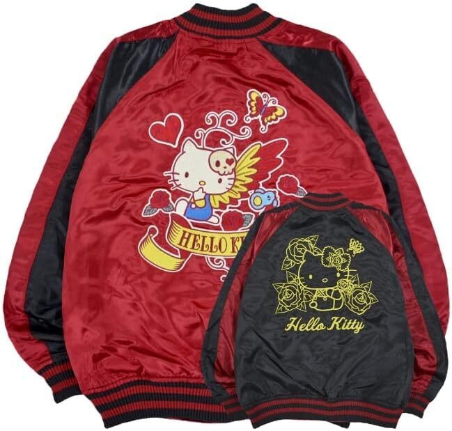 Hello Kitty Reversible Jacket Japanese Sukajan Embroidered Red Black Size L