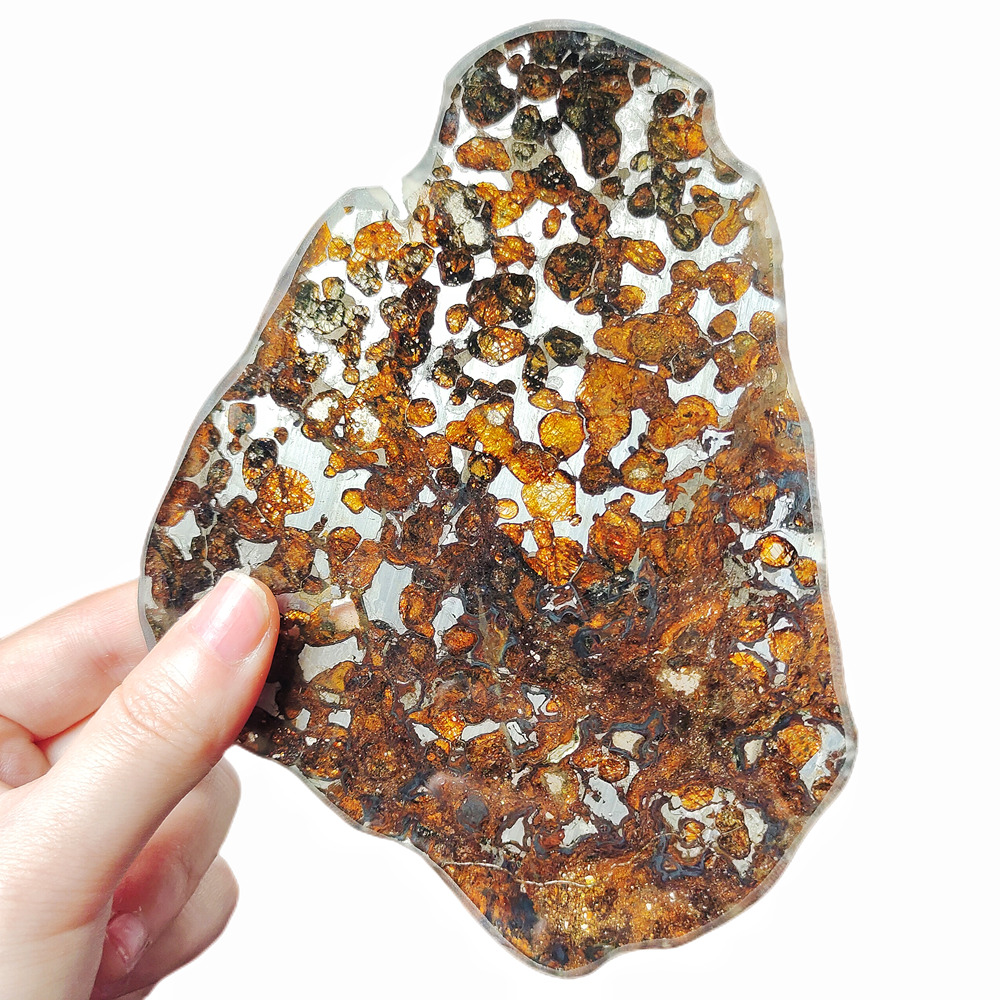 Kenya Sericho Olive Meteorite Specimen Natural Meteorite Material Slice-TA144