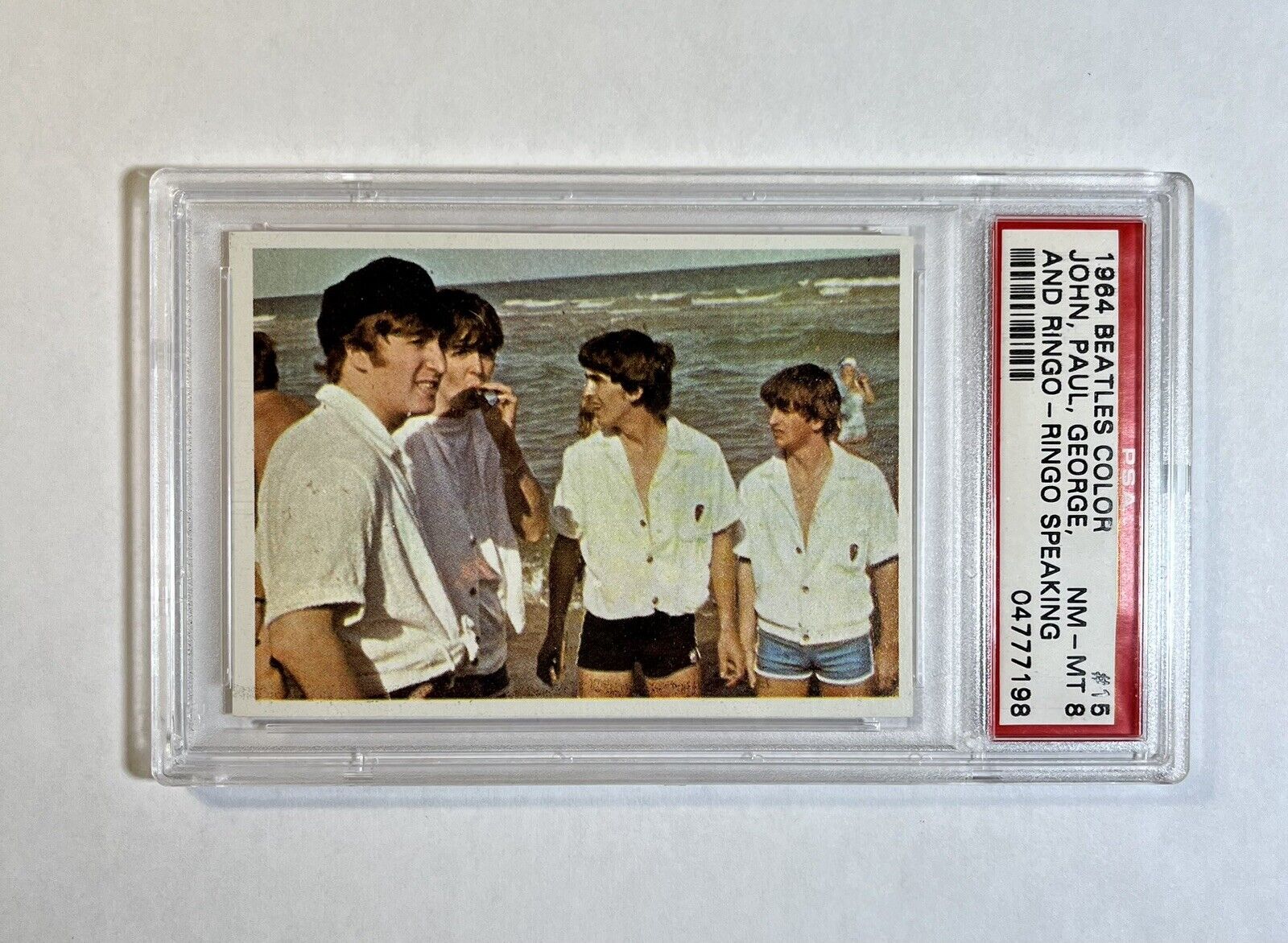 1964 Topps Beatles Color #15 PSA 8 NM Mint Beach John Paul George Ringo Speaking
