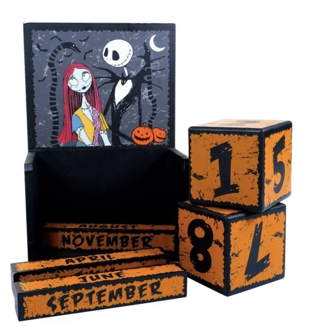 Halloween Nightmare Before Christmas 7”x10” Wooden Perpetual Calendar 