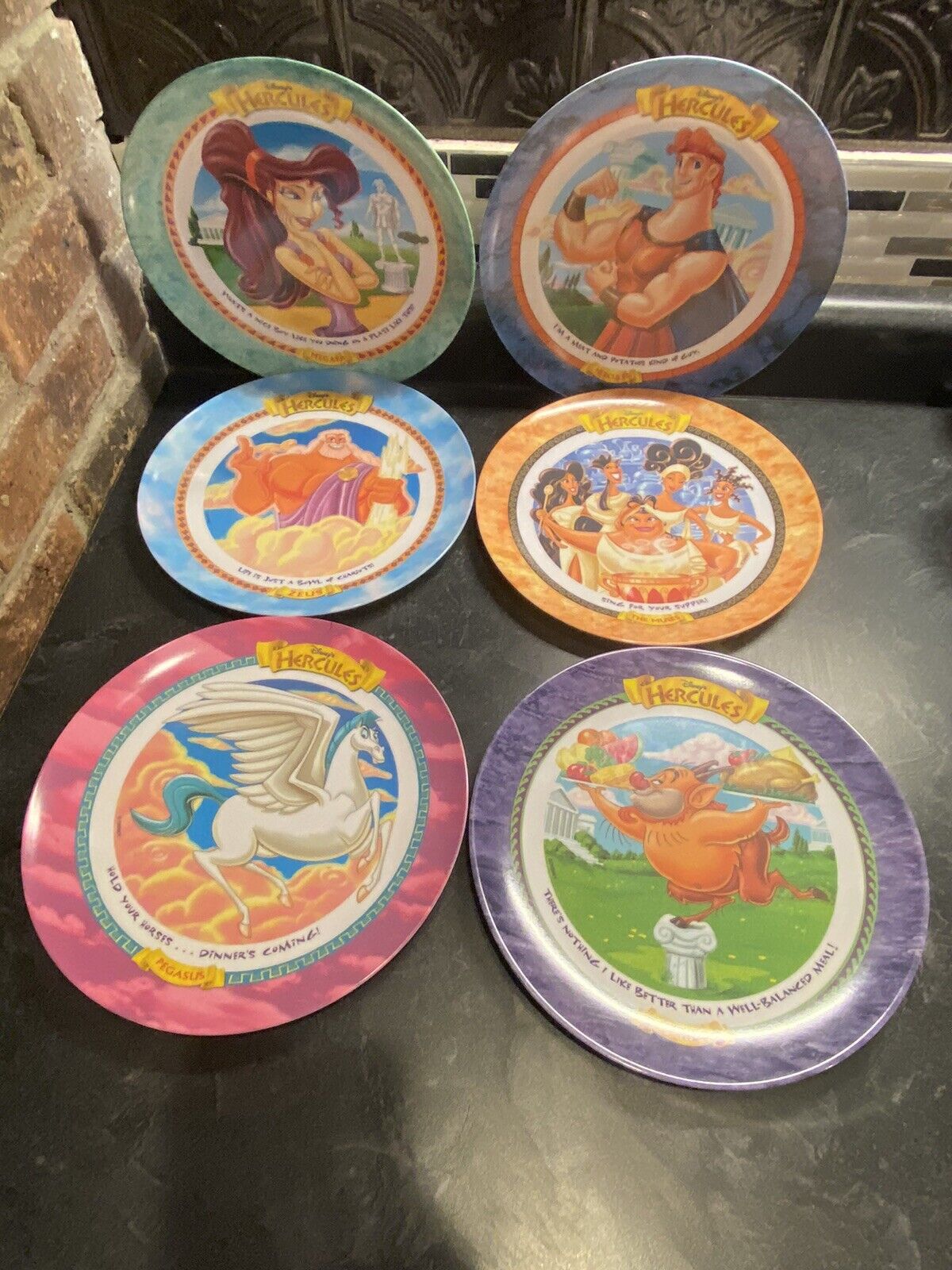 Complete Set of 6 McDonald\'s Disney Hercules Movie Collectors Plates 1997 NICE