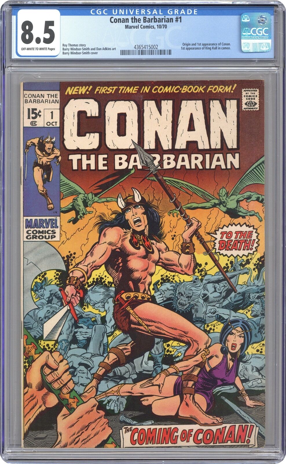Conan the Barbarian #1 CGC 8.5 1970 4365415002 1st app. Conan