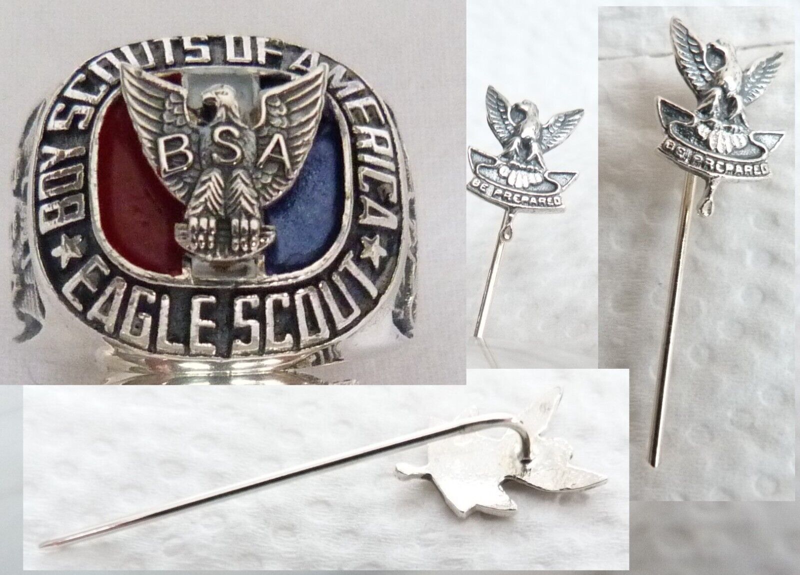 Pin and EAGLE  SCOUT RING  925 SILVER