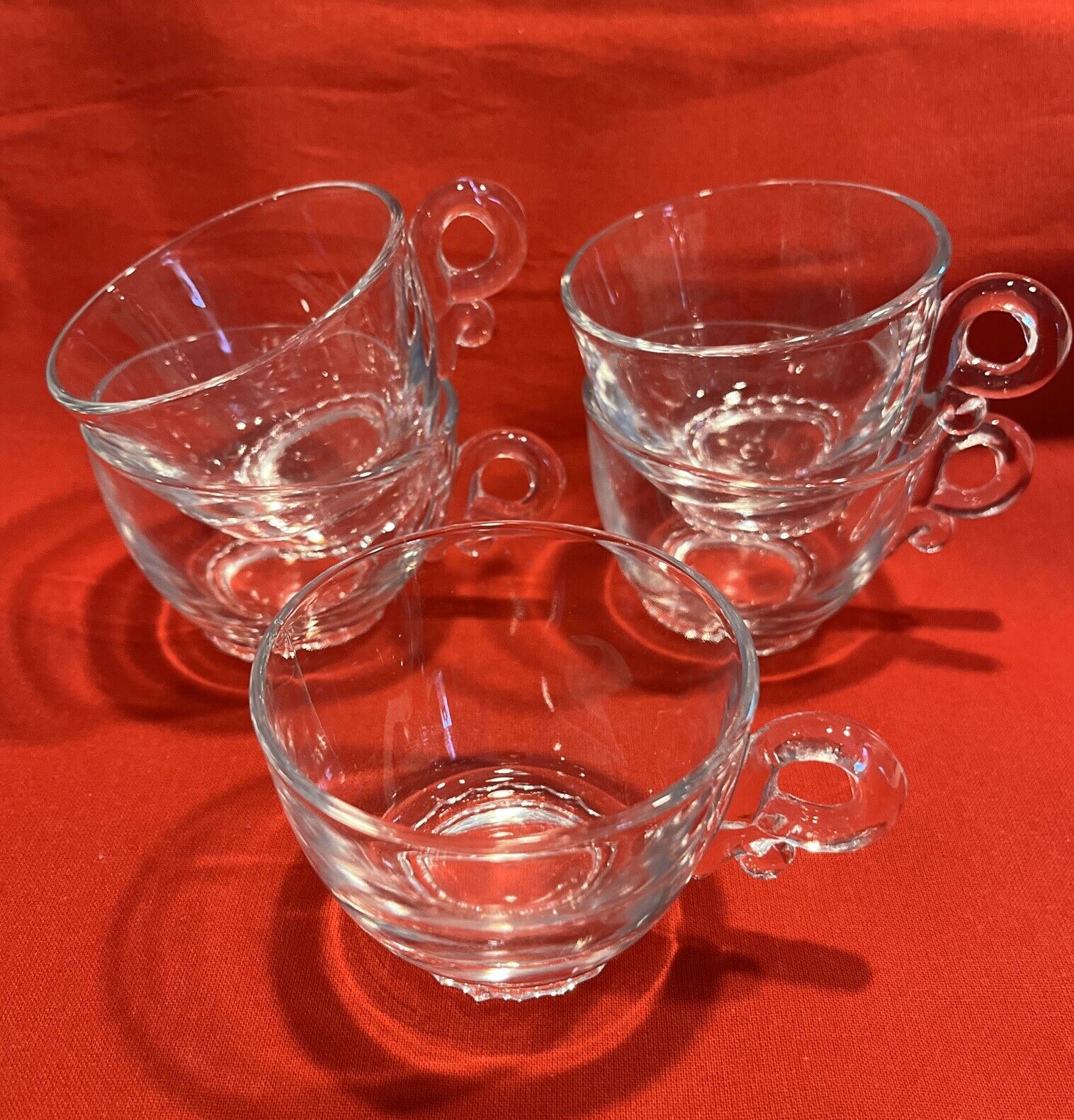 Vintage Heisey Glass Lariat Punch Cups Footed Clear Glass Set of 5