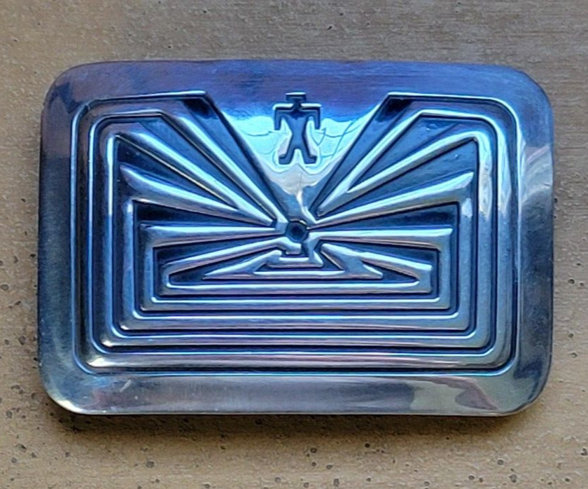 Hopi Sterling Silver Man In Maze Native American Small Belt Buckle 2.25\