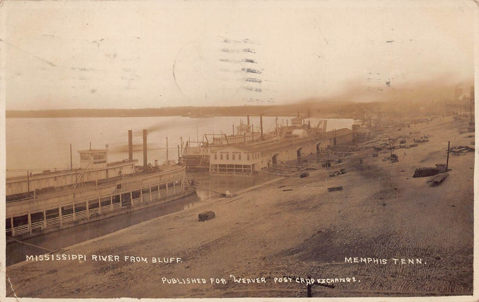 RPPC Memphis TN Tennessee Steamer Bluff Mississippi River Photo Vtg Postcard V8