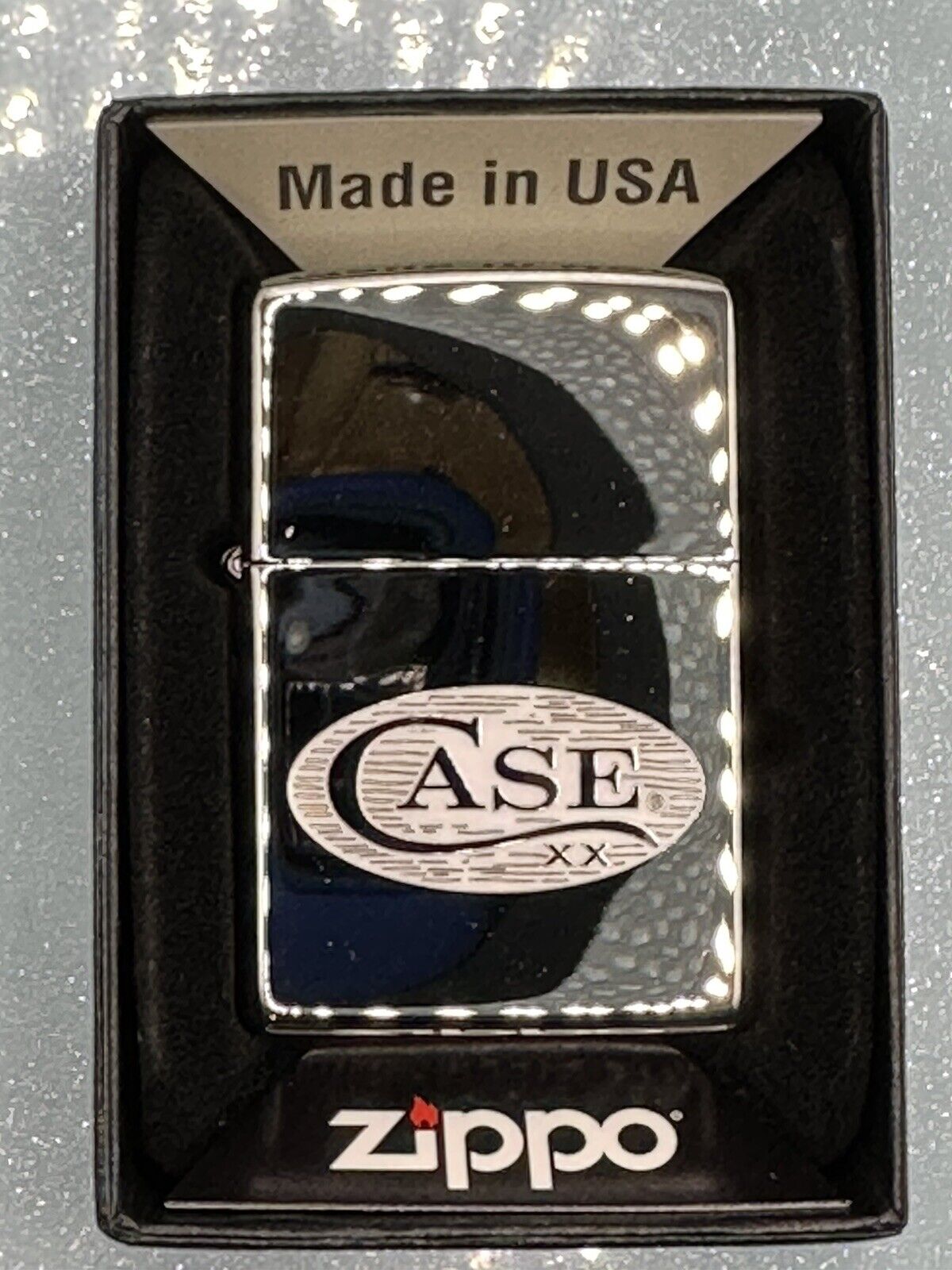 2023 Case Knives Etched Logo High Polish Chrome Zippo Lighter NEW