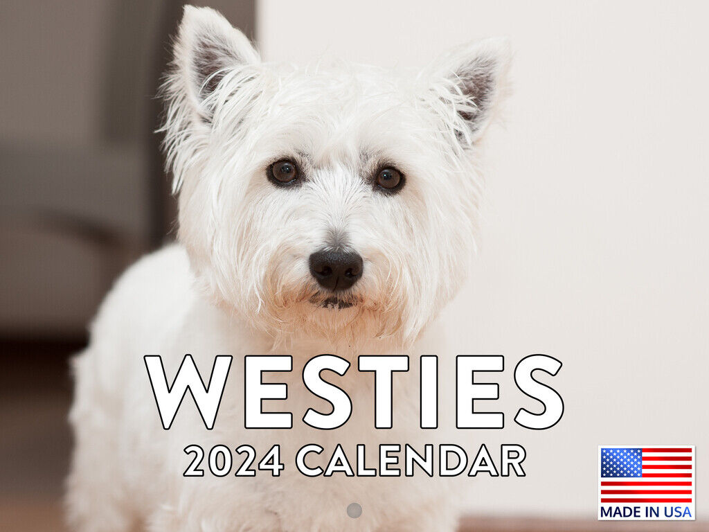 Westie West Highland Terrier Dog Breed Gifts 2024 Wall Calendar