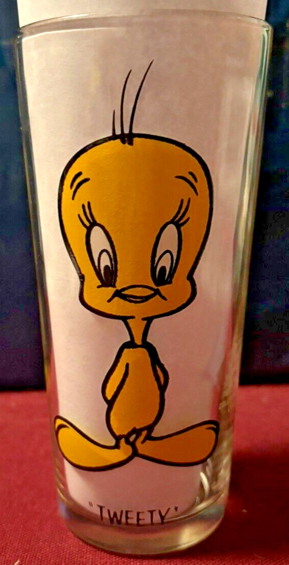 NOS 1973 TWEETY BIRD Looney Tunes Pepsi Collector Series Glass Warner Bros VTG
