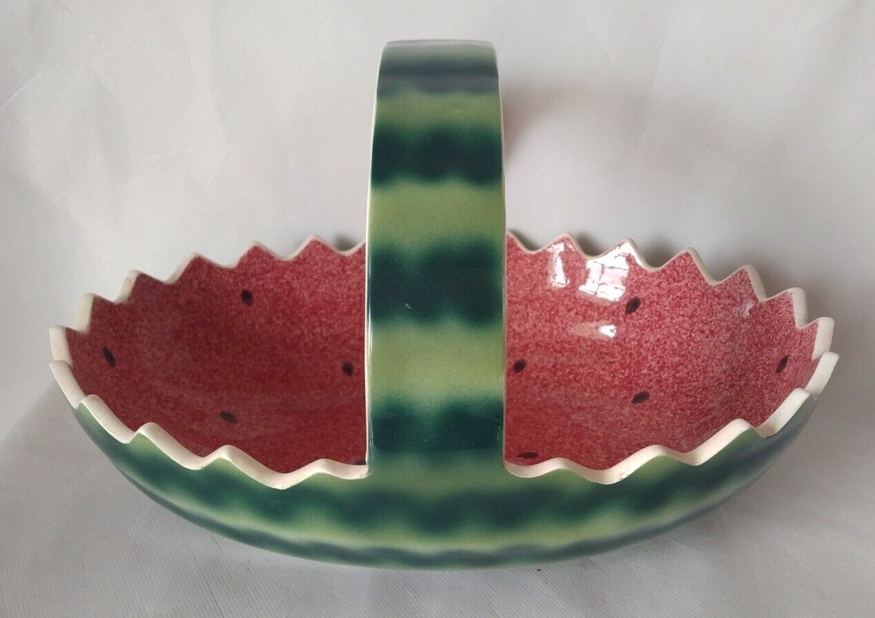 Vintage hand Painted Shafford Watermelon Basket Serving Bowl Dish Picnic 12 X 9