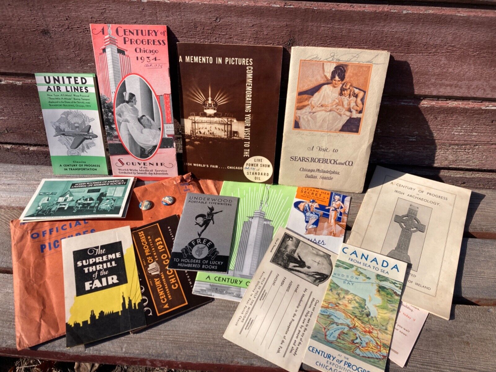 VTG 1933 - 34 CENTURY OF PROGRESS WORLD'S FAIR CHICAGO BROCHURE BOOKLET LOT NICE