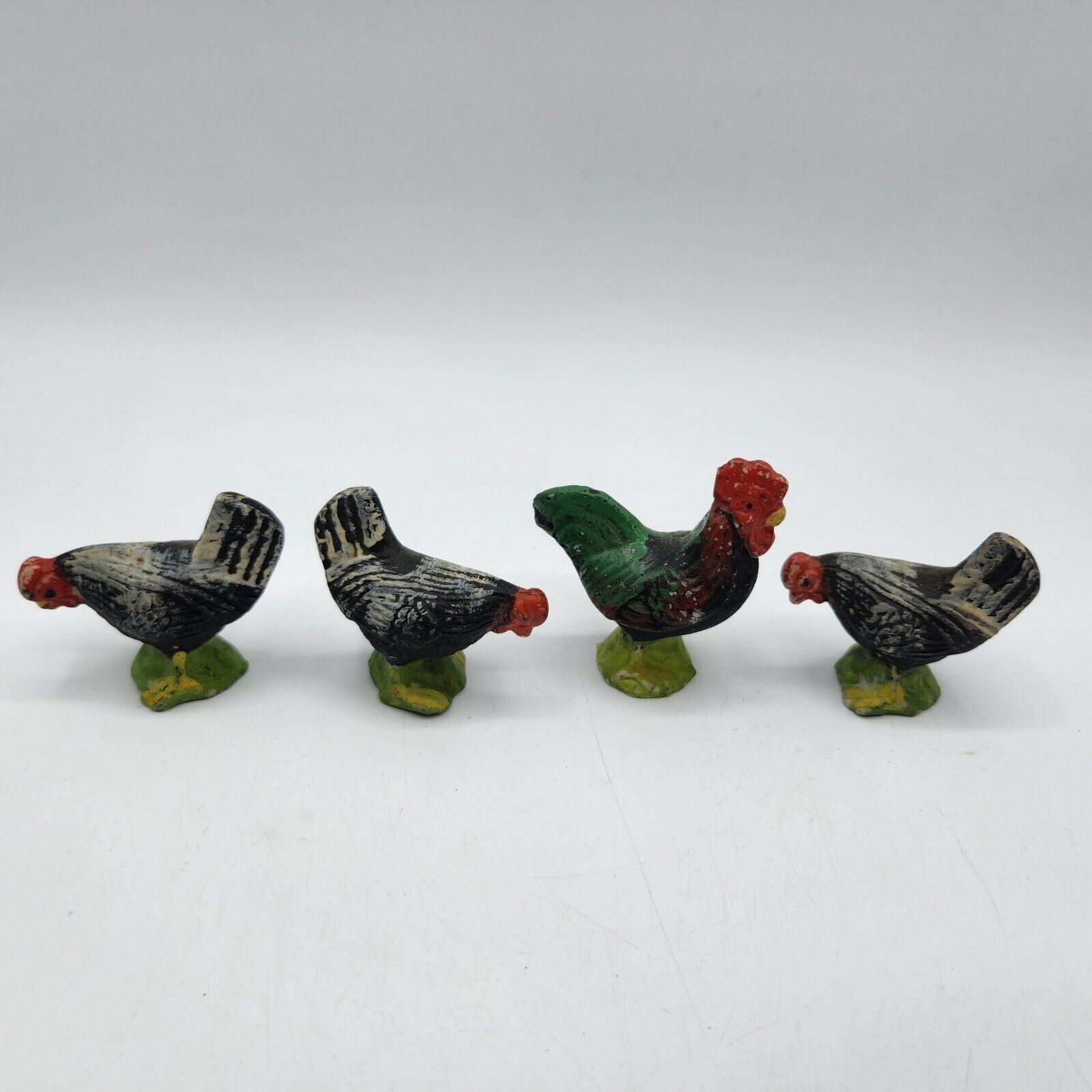 Vintage Rooster Chickens Figurines lot of 4 Japan