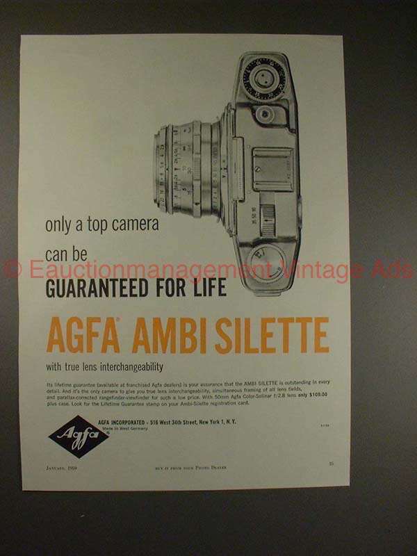 1959 Agfa Ambi Silette Camera Ad - Top Camera for Life