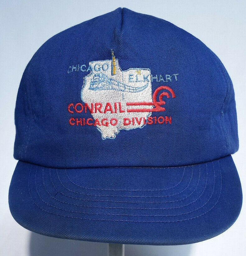 CONRAIL RAILROAD Cotton Hat Chicago Division Embroidered Snap Back Elkhart RARE