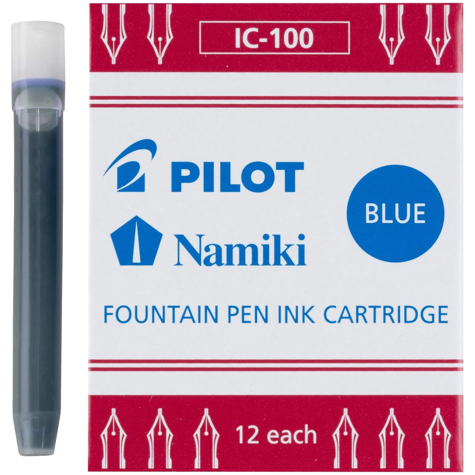 PILOT Namiki IC100 Fountain Pen Ink Cartridges Blue 12-Pack (69101)