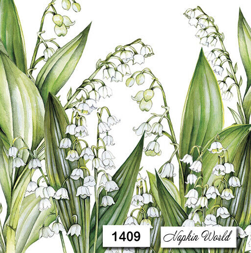 (1409) TWO Individual Paper LUNCHEON Decoupage Napkins - LILY of the VALLEY