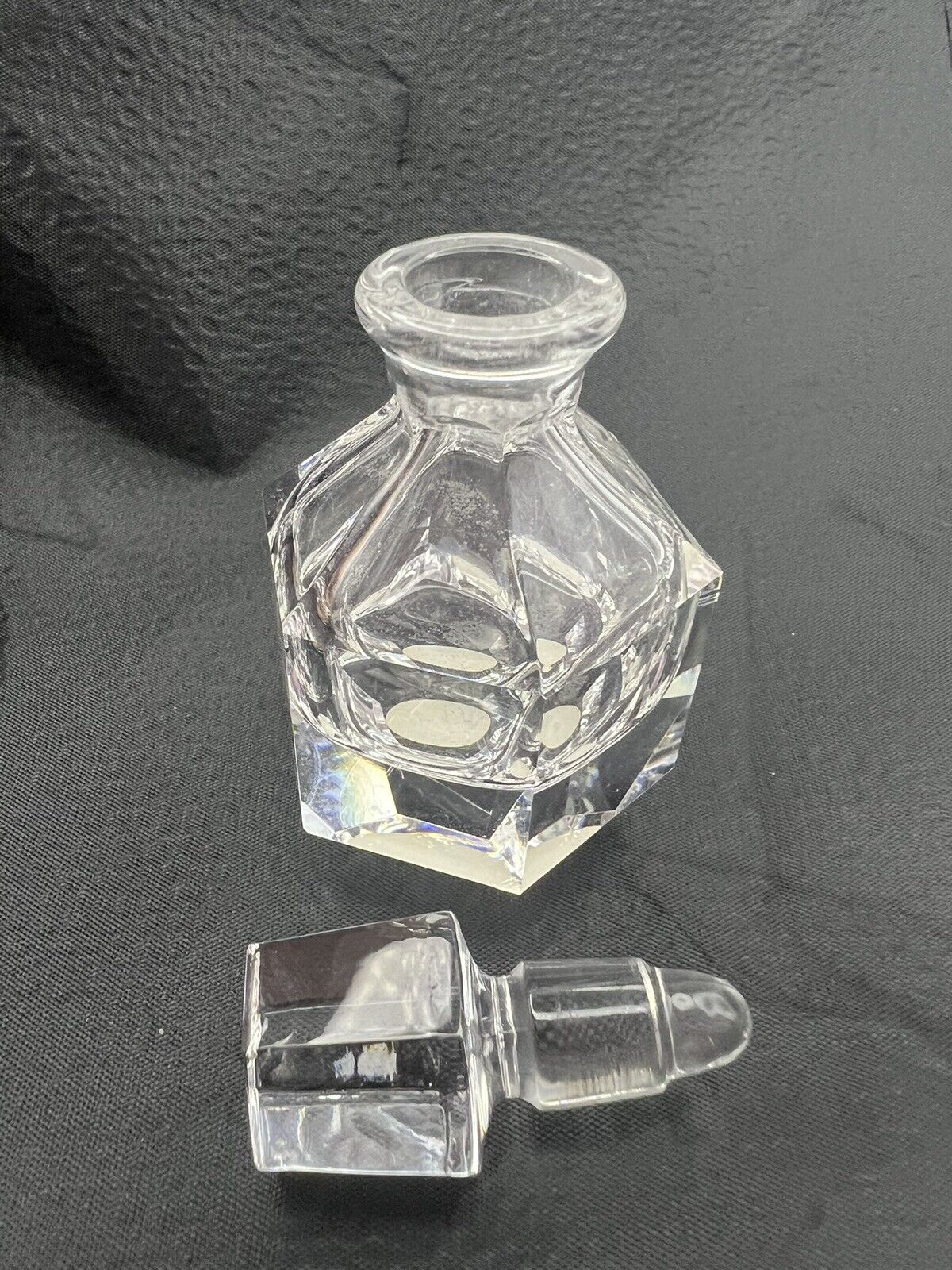 Vtg Oneida Lead Crystal Hand Cut & Blown Perfume Bottle Blue - Korea