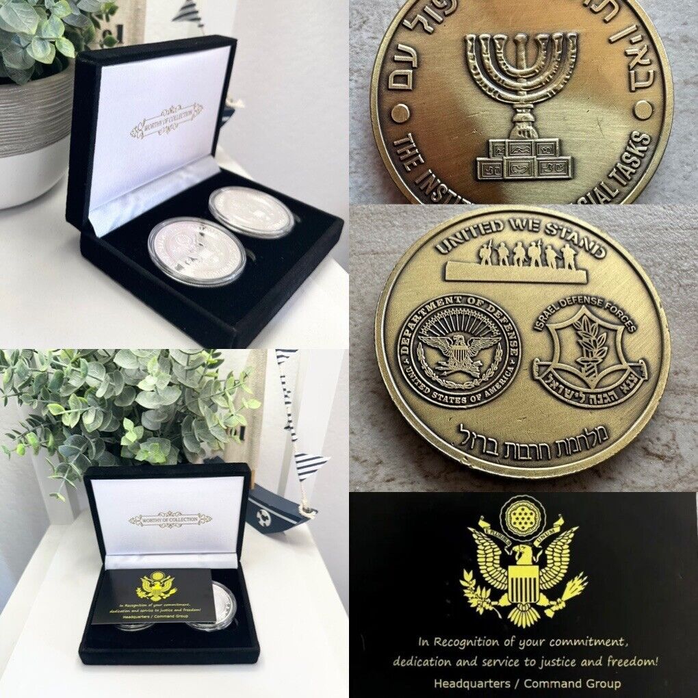Set Of 2 Coins DoD US Israel Army IDF Military  & Intelligence Mossad CIA Coin