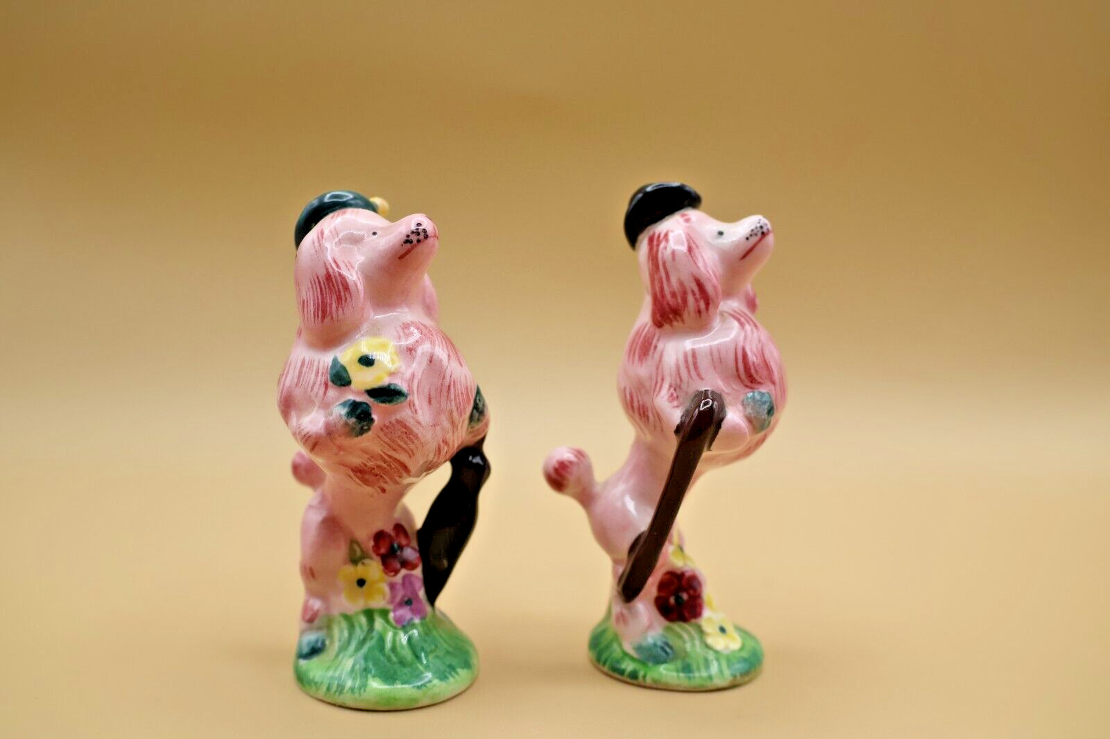 1940s Vintage Pink Poodle Salt And Pepper Shakers -Uppity Dogs Made in Japan