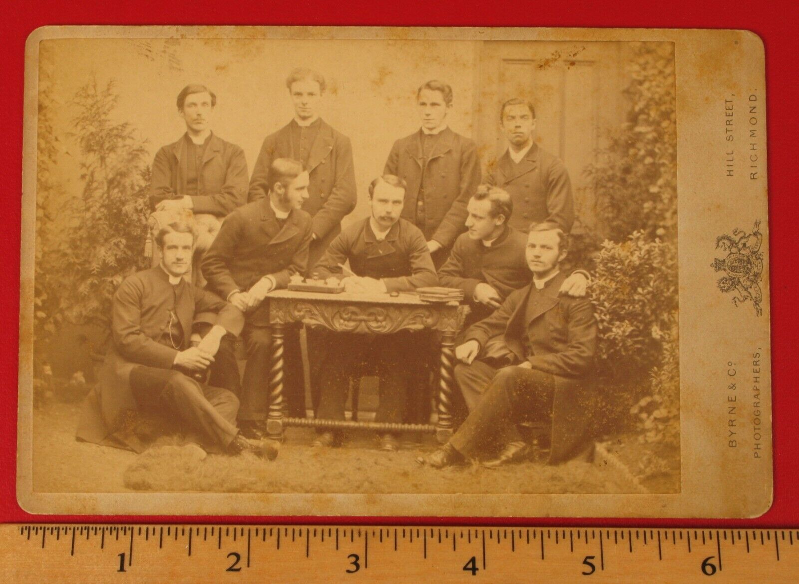 ORIGINAL ANTIQUE CABINET CARD PHOTOGRAPH OF GROUP OF PRIEST PASTORS HOLY 