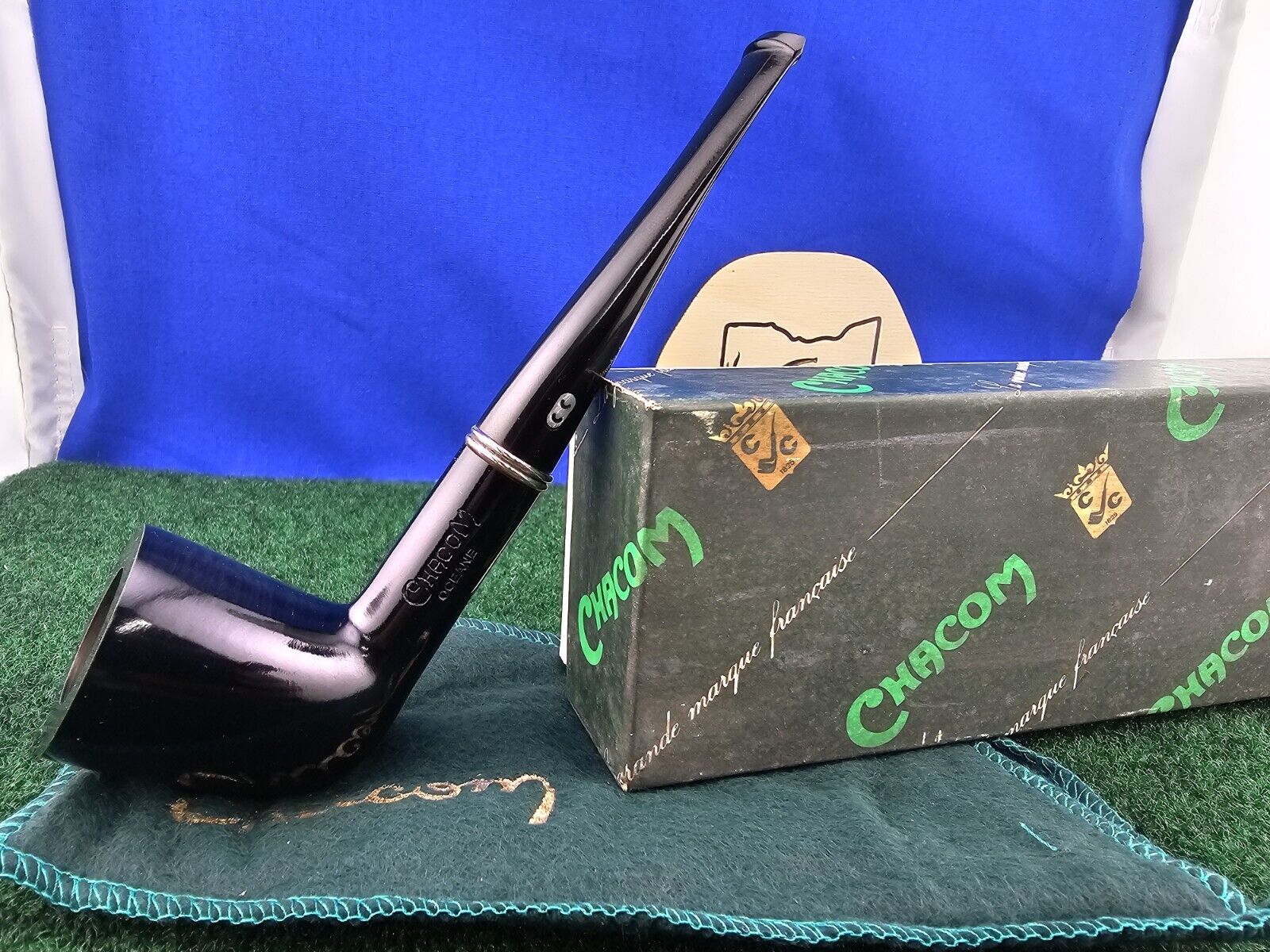 Chacom 33 Oceane Smooth Finish Black Unsmoked Briar Estate Pipe, Box, Sleeve