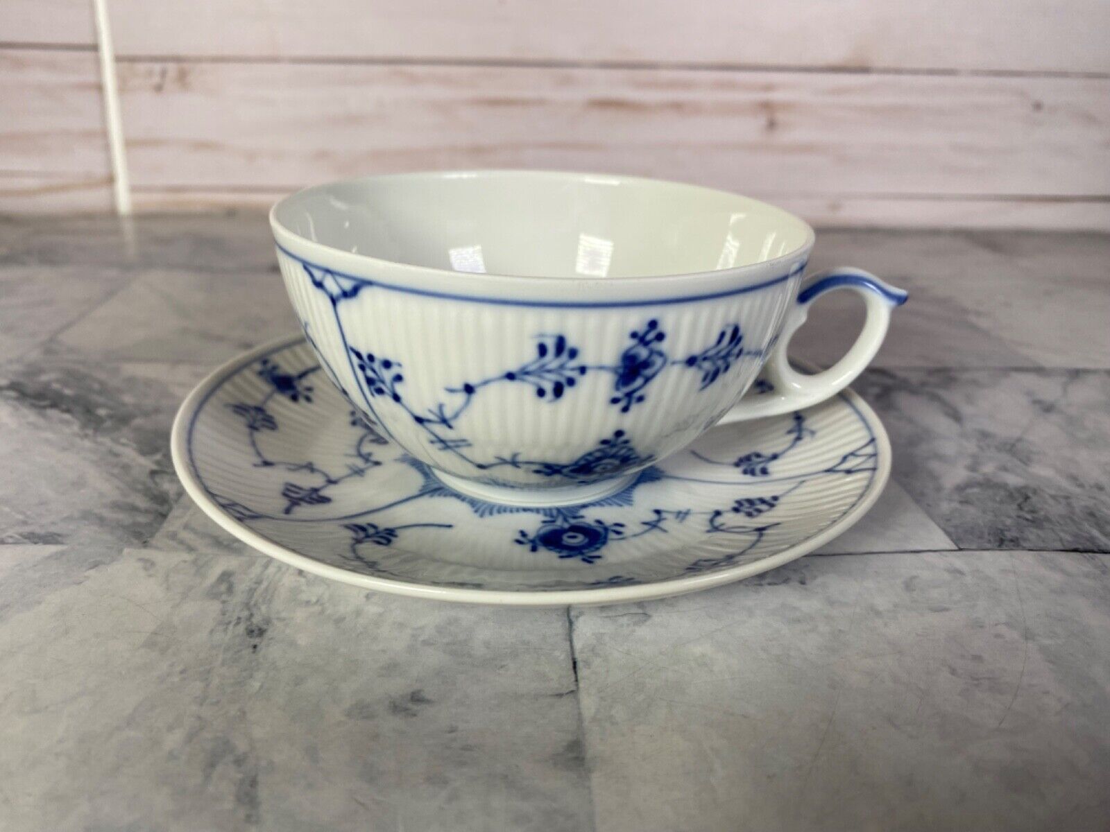 Royal Copenhagen Blue Fluted Plain Tea Cup and Saucer 315