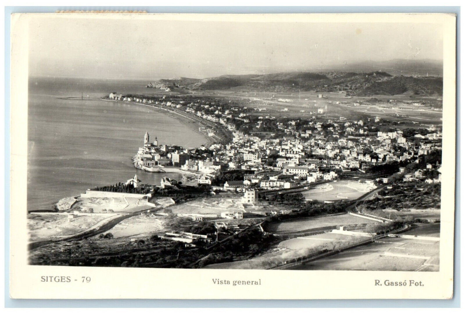 c1930's General View Sitges 79 Catalonia Spain Vintage RPPC Photo Postcard
