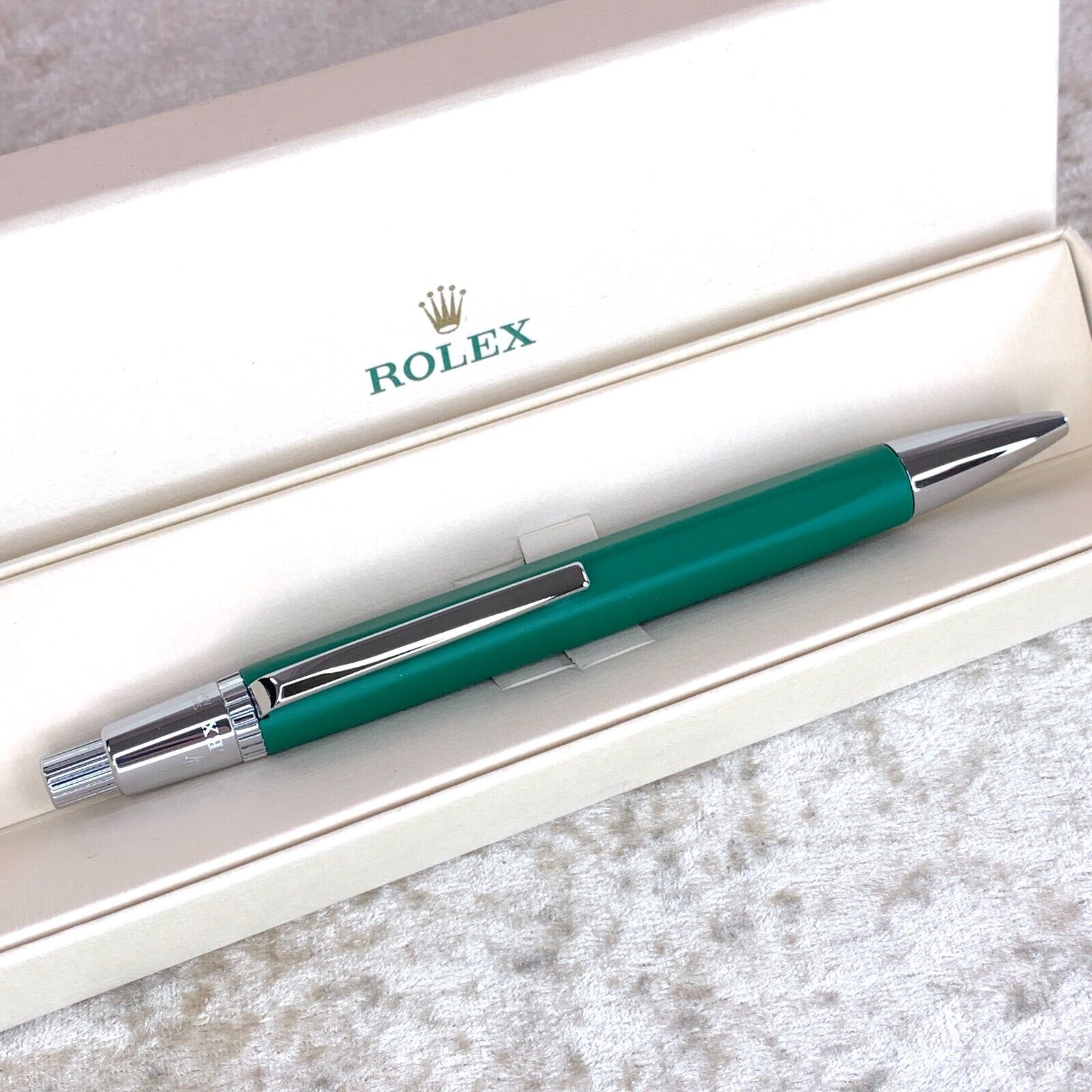 Authentic ROLEX Ballpoint Pen RARE Green & Silver VIP Gift Collectible Item wBox