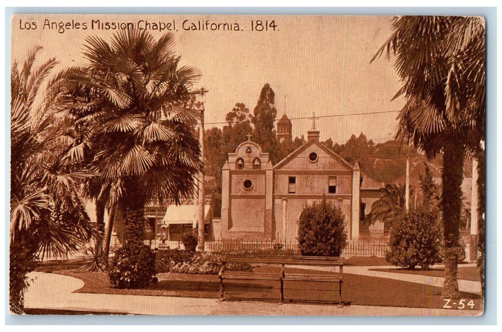 Los Angeles California CA Postcard Mission Chapel Exterior Scene c1940's Antique