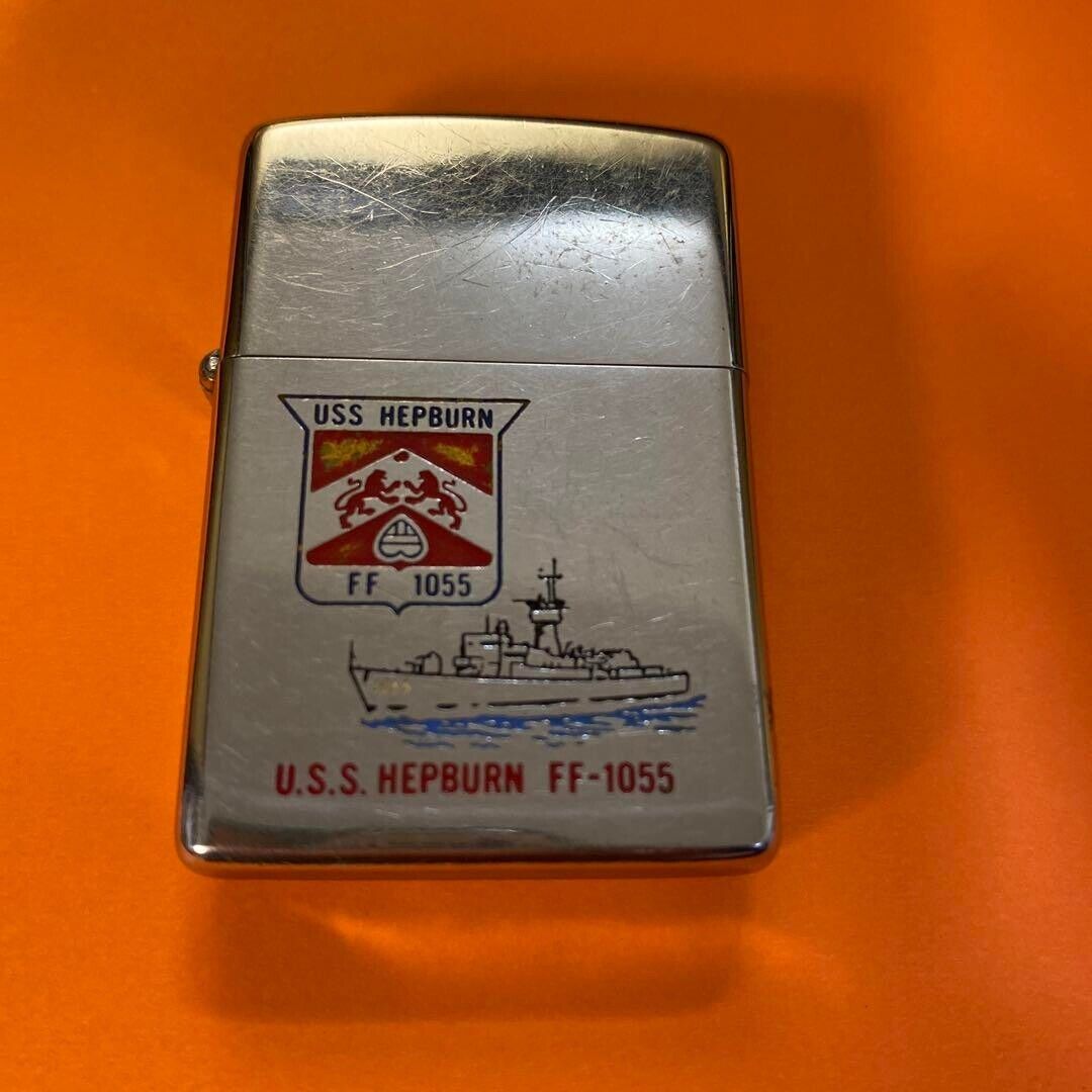 Zippo Oil Lighter U.S.S HEPBURN FF-1055 Silver Used