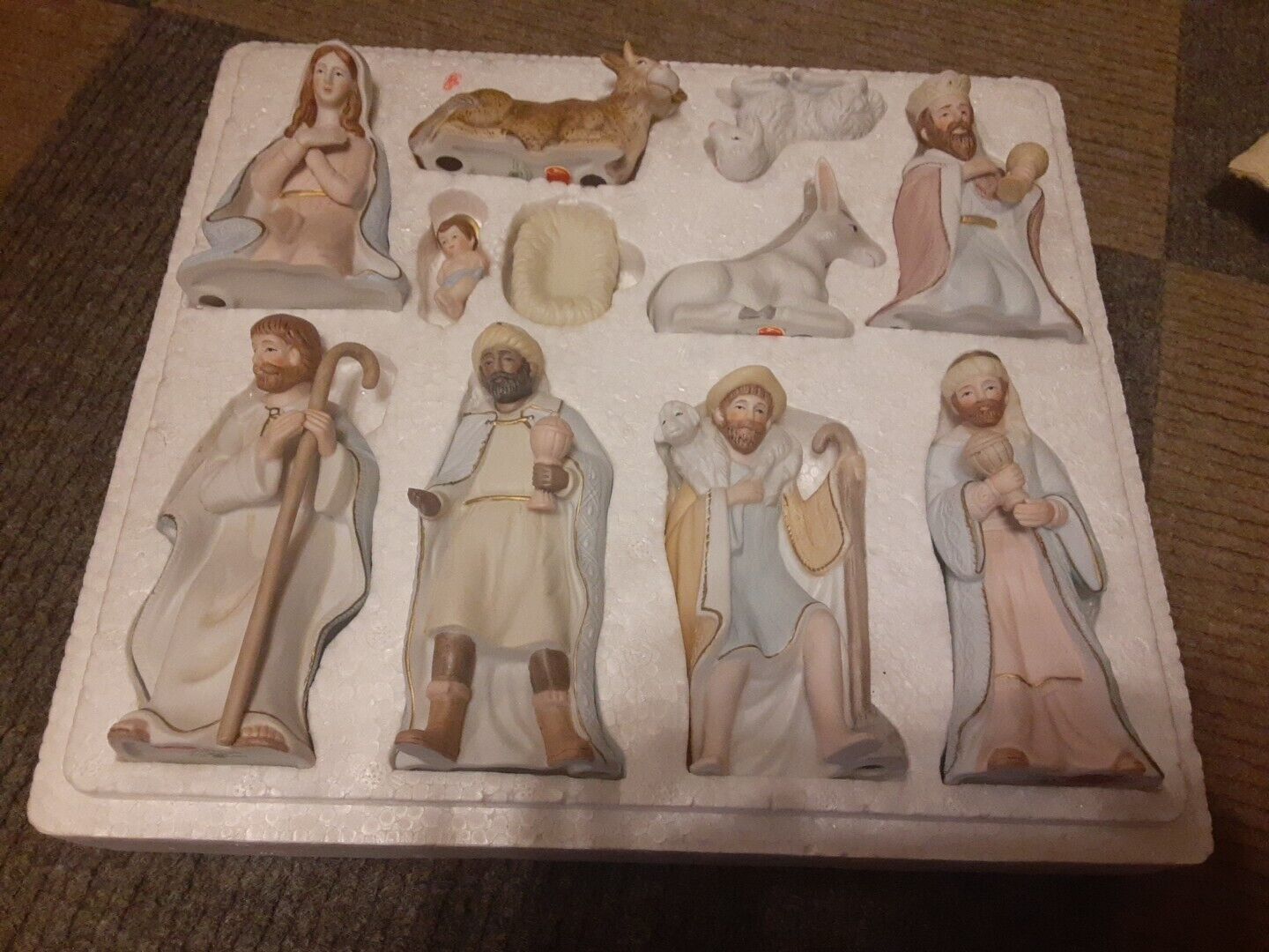 Vintage Nativity Set Lefton Christopher Collection Porcelain Figures 11 Piece