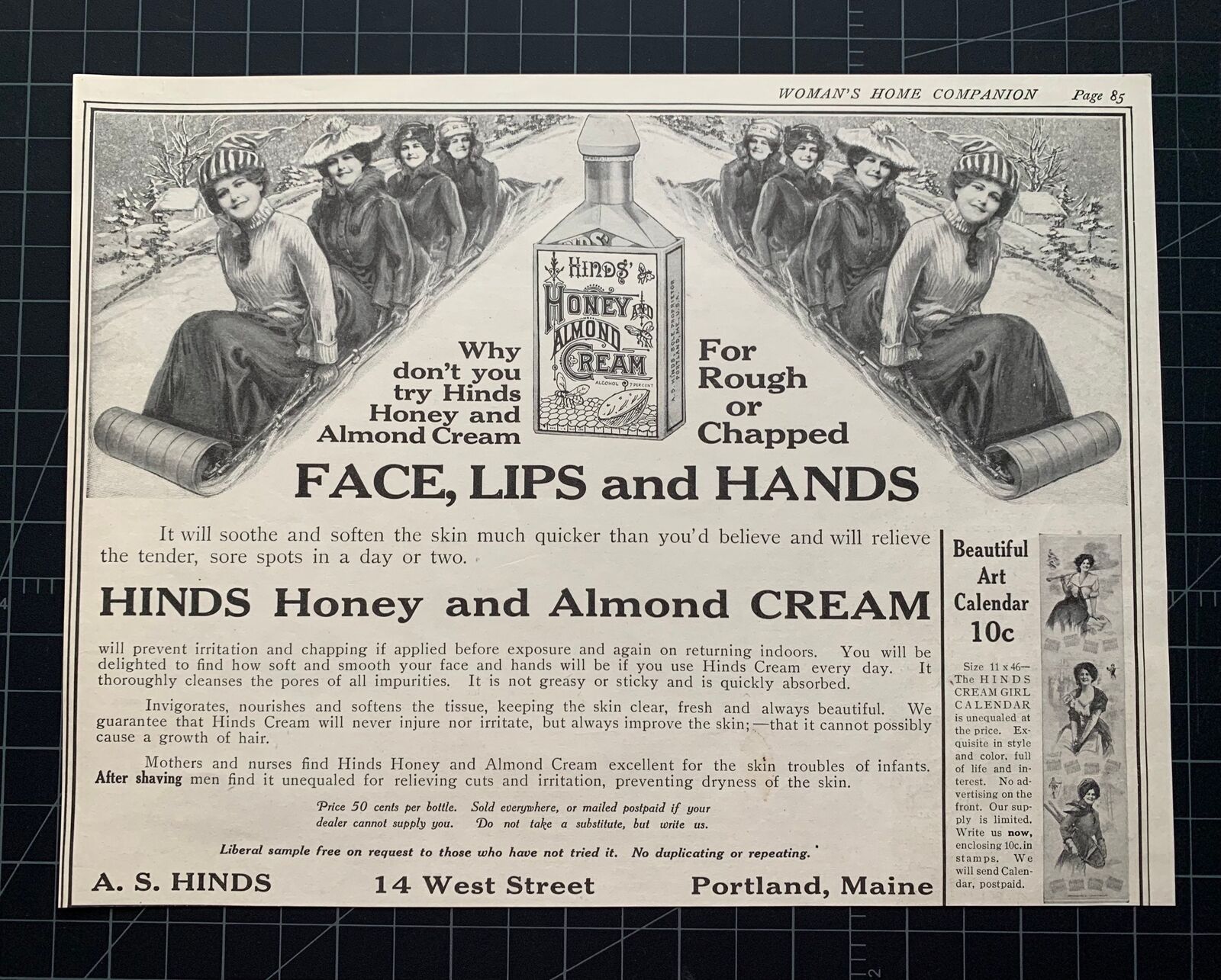 Antique Hind’s Honey and Almond Cream Print Ad