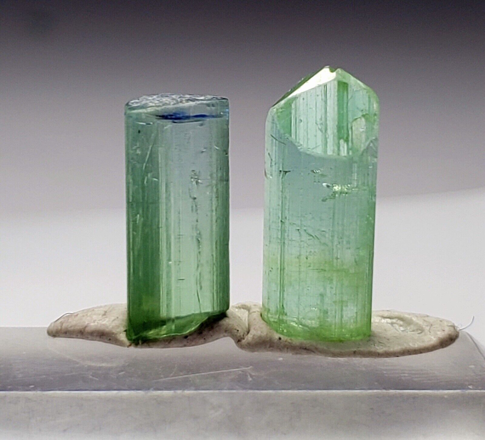 Terminated Apple Green Tourmaline Crystals From Afghanistan.