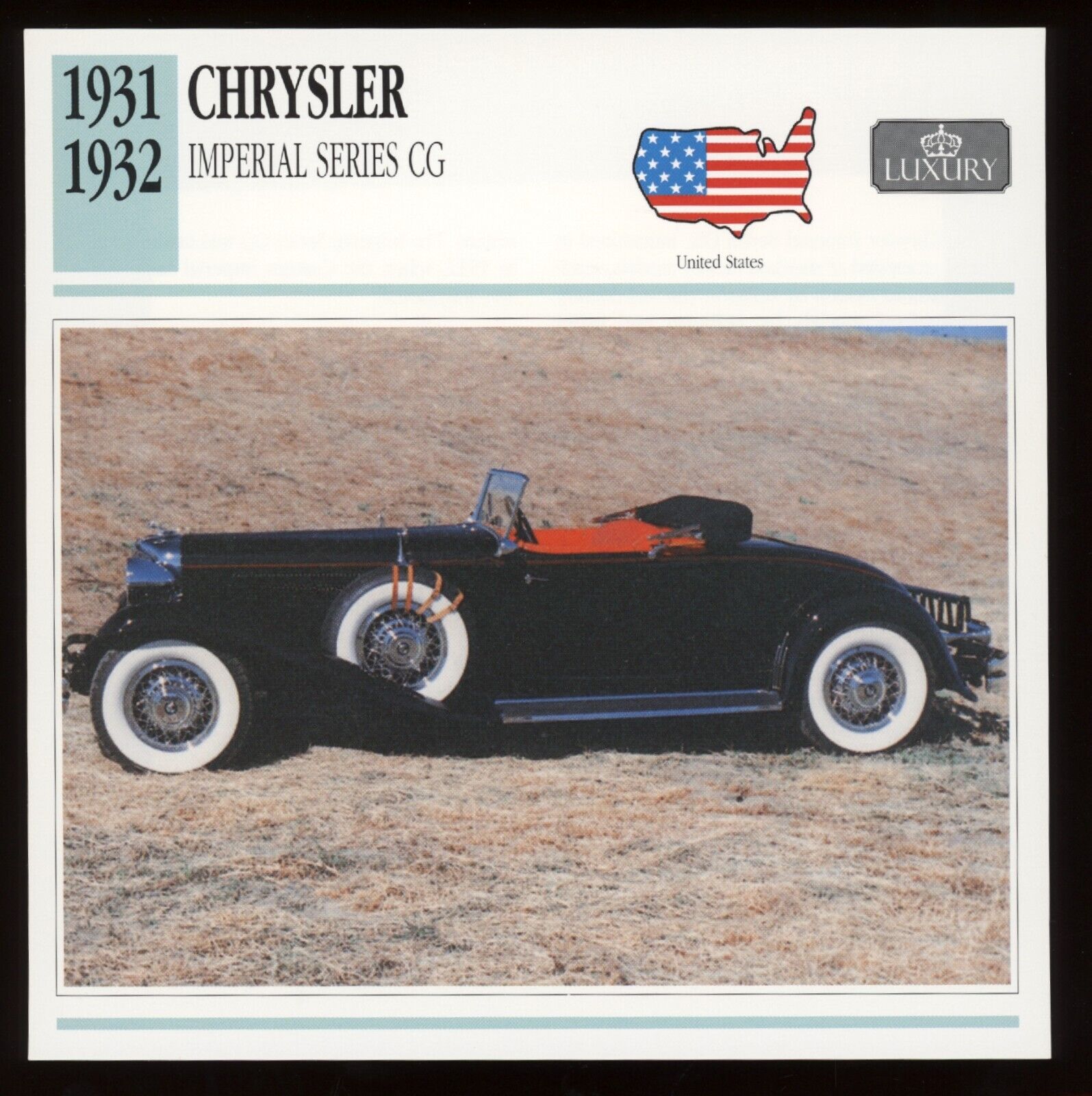 1931 1932 Chrysler Imperial Series CG  Classic Cars Card